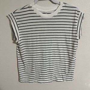 A New Day Black and White Striped Short Sleeve Tee